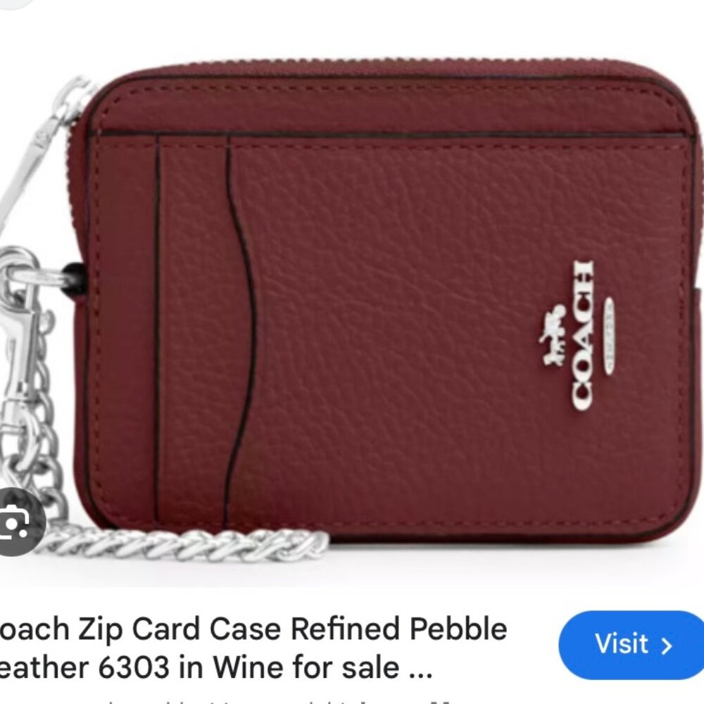 Coach zip card case with chain NWT PRICE FIRM